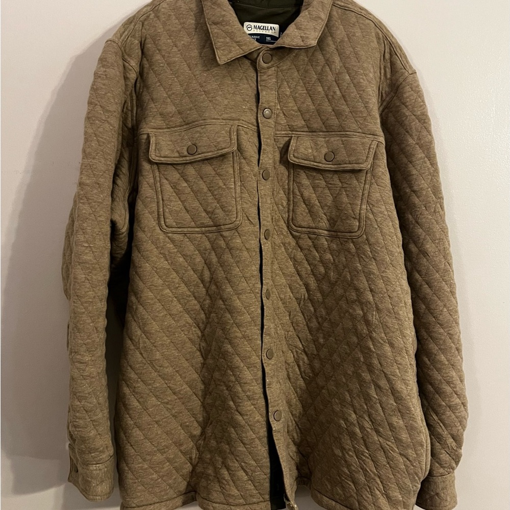 Magellan Outdoors Men's Quilted Brown Button Up Shirt Jacket 3XL